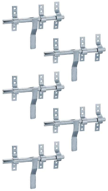 Alberts 863616 Vervelle Bolt with Flat Handle and Attached Loop, Blue Galvanised, Bolt 14 x 190 mm, Set of 5