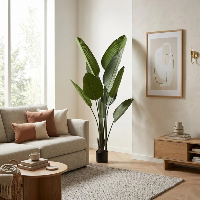 Well Home Realistic Large Decorative Artificial Plant for Indoors: Artificial Banana Palm 160cm