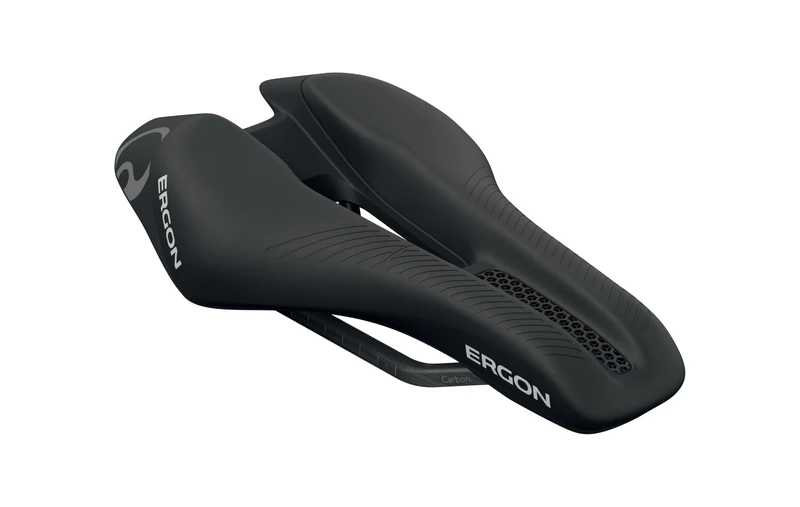 Ergon SR Tri Pro Carbon Womens Bicycle Saddle, Carbon Shell and Rails, Black, Mid Power Position