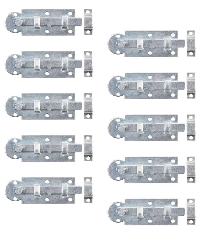 Alberts 823344 Window Bolt | Straight with Attached Loop | Galvanised Blue | 80 mm | Set of 10
