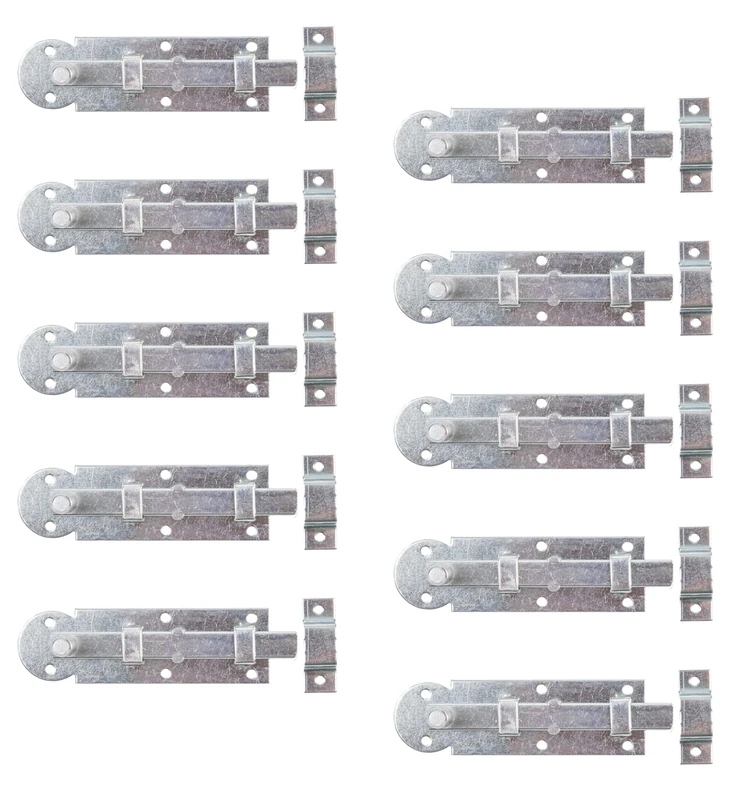 Alberts 823351 Window Bolt | Straight with Attached Loop | Galvanised Blue | Plate 100 mm | Set of 10