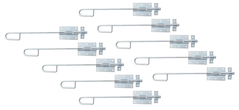 Alberts 863357 Bolt Lock Bolt with Attached Loop Galvanised Blue Galvanised Plate 90 x 67 mm Bolt 13.5 x 400 mm Set of 10