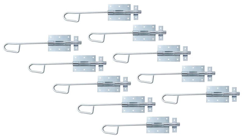 Alberts 863340 Bolt Lock Bolt with Attached Loop Galvanised Blue Galvanised Plate 90 x 67 mm Bolt 13.5 x 300 mm Set of 10