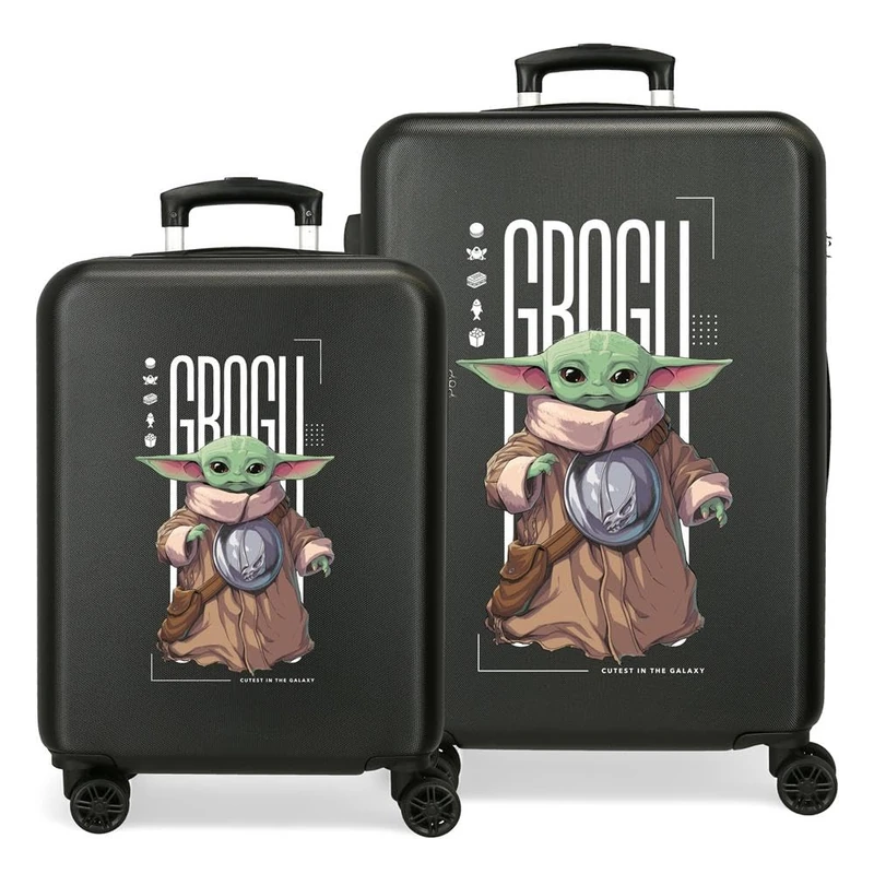 Star Wars Joumma The Mandalorian & Grogu Suitcase Set Black 46 x 65 x 23 cm Rigid ABS Combination Lock Side 91L 5.6 kg 4 Double Wheels Extendable Hand Luggage