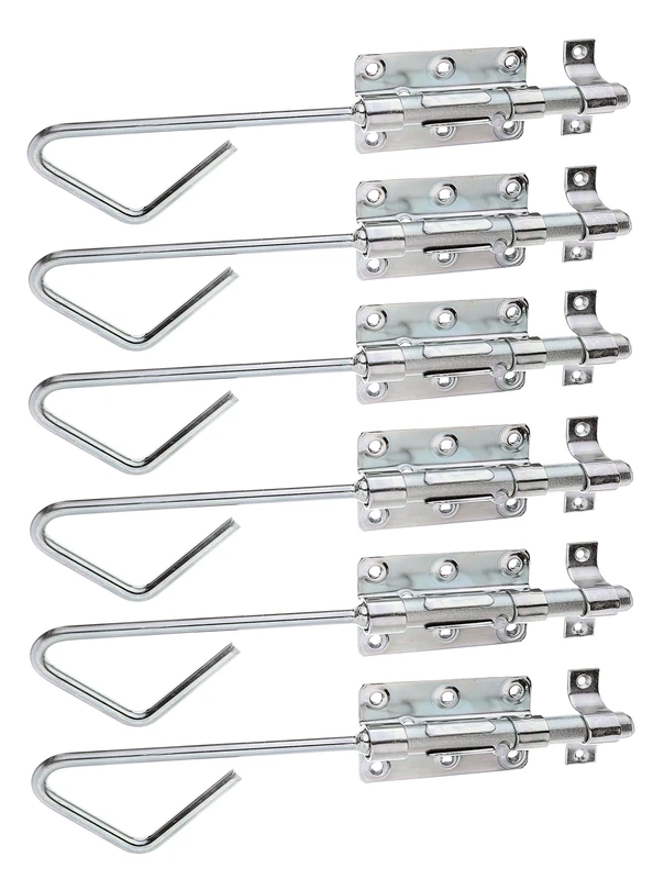 Alberts 842604 Bolt Lock Bolt with Attached Loop Galvanised Thick Layer Passivated Plate 100 x 60 mm Bolt 16 x 320 mm Set of 6
