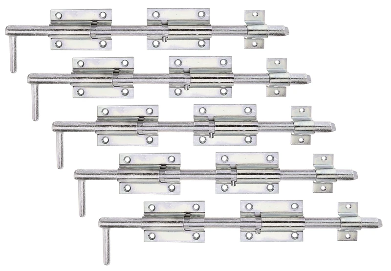 Alberts 842314 Bolt Lock Bolt with Attached Loop Galvanised Thick Layer Passivated Plate 90 x 60 mm Bolt 16 x 400 mm Set of 5