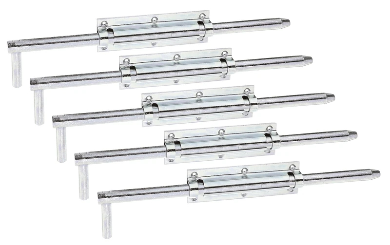Alberts 841867 Bolt Lock Bolt with Attached Loop Galvanised Thick Layer Passivated Plate 160 x 52 mm Bolt 18 x 400 mm Set of 5 - Image 1