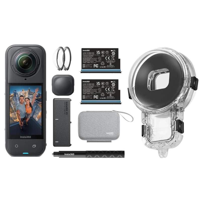 Insta360 X5 Essentials Bundle + Pro Dive Case – Waterproof 8K 360° Action Camera Kit, Pro Dive Case, Invisible Selfie Stick & Lens Guards