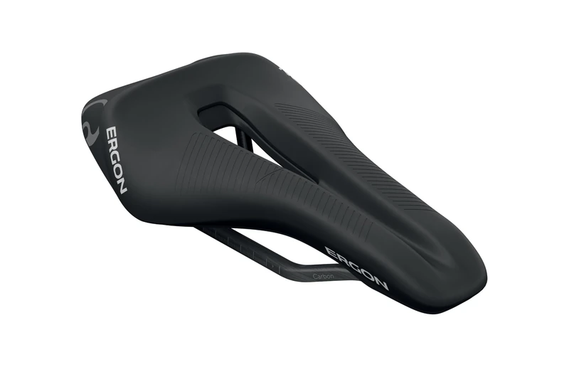 Ergon SR Tri Pro Carbon Mens Bicycle Saddle, Carbon Shell and Rails, Black, Mid Power Position