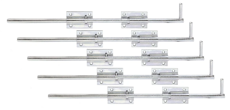Alberts 842321 Bolt Lock Bolt with Attached Loop Galvanised Thick Layer Passivated Plate 90 x 60 mm Bolt 16 x 600 mm Set of 5