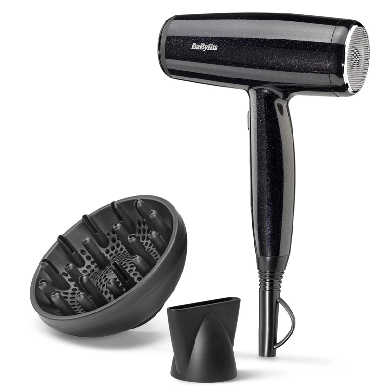 BaByliss Midnight Shine Compact-Lightweight Hair Dryer - 2100W Powerful Sleek Blow Dryer, Ionic Frizz-Free Conditioning, 3 Heat & 2 Speed Settings, Silver, D590DU - Image 1