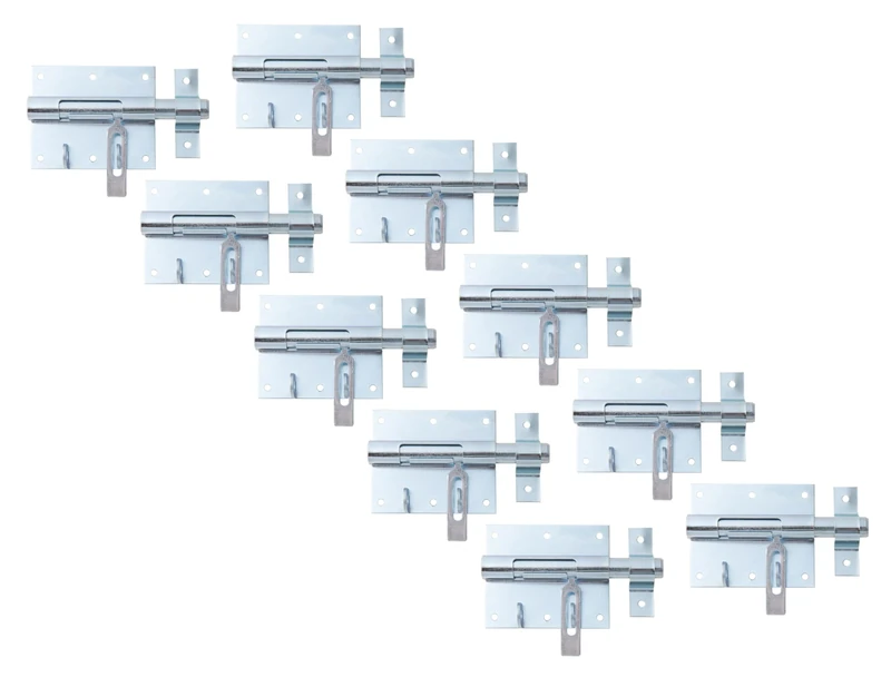 Alberts 863289 Bolt Lock Bolt with Attached Loop Galvanised Blue Galvanised Plate 95 x 79 mm Bolt 15.5 mm Total Length 135 mm Set of 10