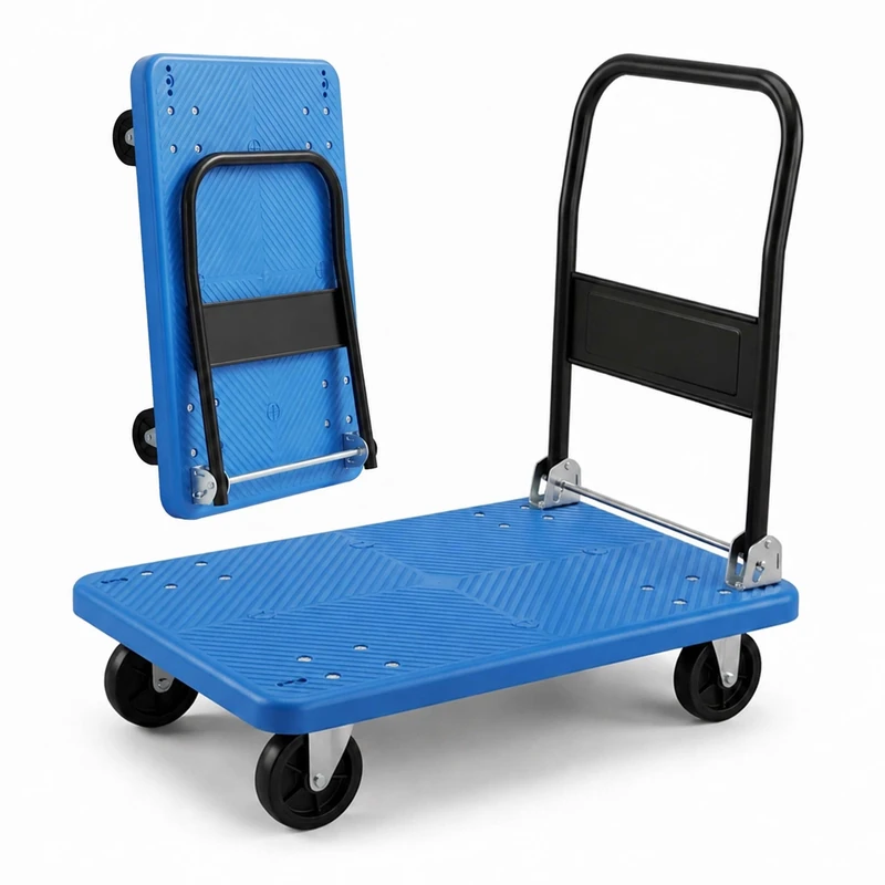 Relaxdays platform trolley, up to 300 kg, foldable XL platform, blue