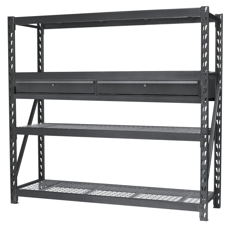 Sealey Heavy-Duty Racking Unit with 4 Mesh Shelves - 640kg Capacity Per Level & Double Drawer - AP6572COMBO1
