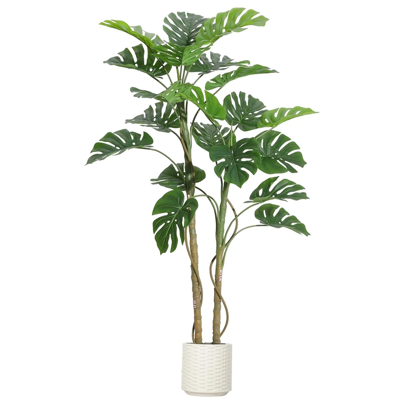 GarveeHome 150 cm Large Realistic Artificial Monstera Indoor Fake Plant with Pot, Moss, Multi Branch & Foliage, Maintenance-Free, Decorative Artificial Tree for Living Room, Office, Balcony
