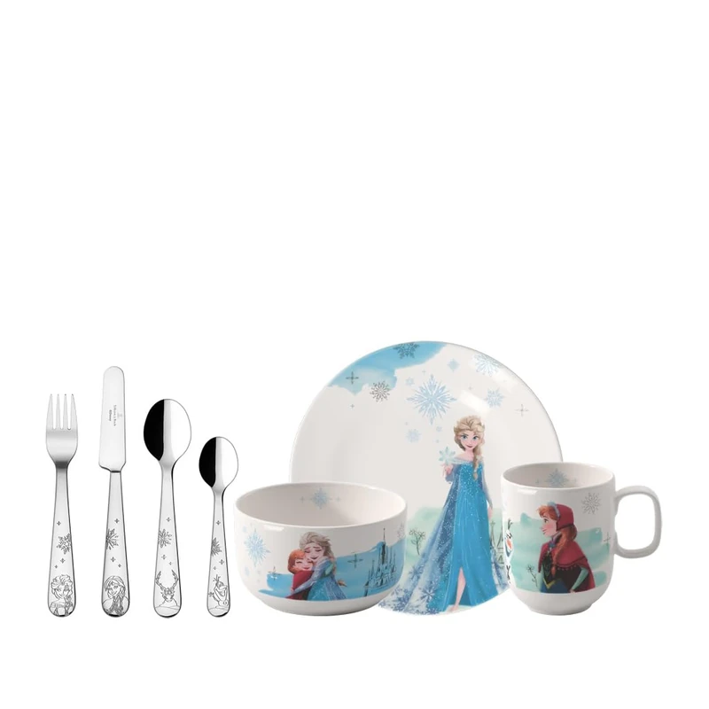 Villeroy & Boch - Disney Frozen Children's Dinnerware Set 7 pcs., Dishwasher Safe, Microwave Safe, Dinnerware and Cutlery for Children, Premium Porcelain