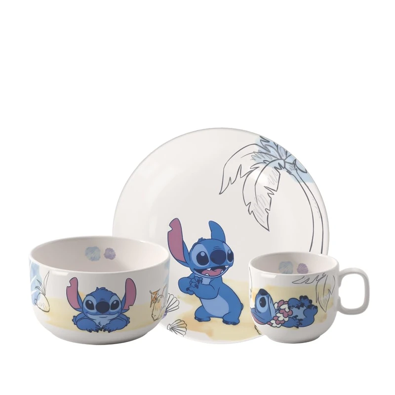 Villeroy & Boch - Disney Stitch Children's Dinnerware Set 3 pcs., Dishwasher Safe, Microwave Safe, Dinnerware for Children, Premium Porcelain