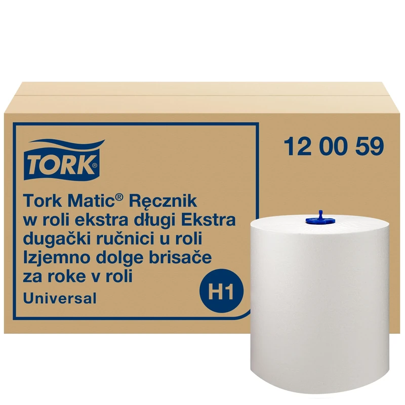 Tork Matic® Extra Long Paper Hand Towels White H1, Universal, Economical, 6 Rolls x 280m, 120059