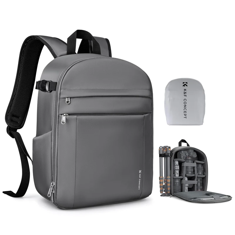 K&F CONCEPT Camera Backpacks for Photographers Travel Bag for Tripod Camera Lence Accessory with Laptop Compartment and Rain Cover