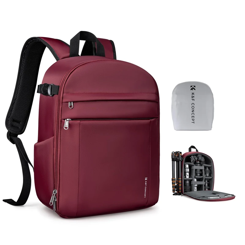 K&F CONCEPT Camera Backpacks for Photographers Travel Bag for Tripod Camera Lence Accessory with Laptop Compartment and Rain Cover