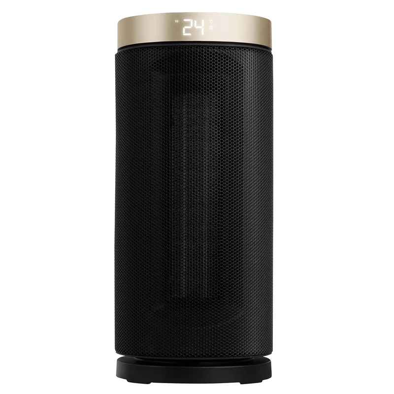 Russell Hobbs® RHCTH2001G-SMT, Round Design 2000W Smart Wi-Fi Enabled Oscillating Ceramic Heater with Digital Display in Black & Gold