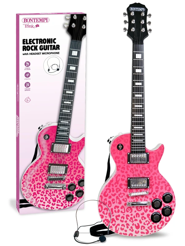 Electronic Guitar Gibson Model Toy with Headset, Pink