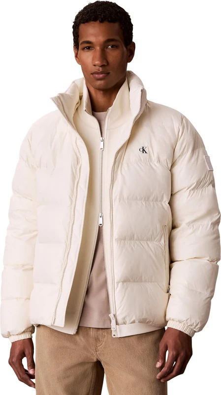 Calvin Klein Men Jackets LS NYLON ZIP OFF HOOD DOWN PUFFELV04RG515G WHITE (Bright White), XXL