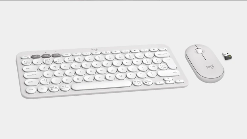 Logitech Pebble 2 Combo, Wireless Keyboard and Mouse, Quiet and Portable, Customizable, Logi Bolt, Bluetooth, Easy-Switch for Windows, macOS, iPadOS, Chrome - White - Image 1