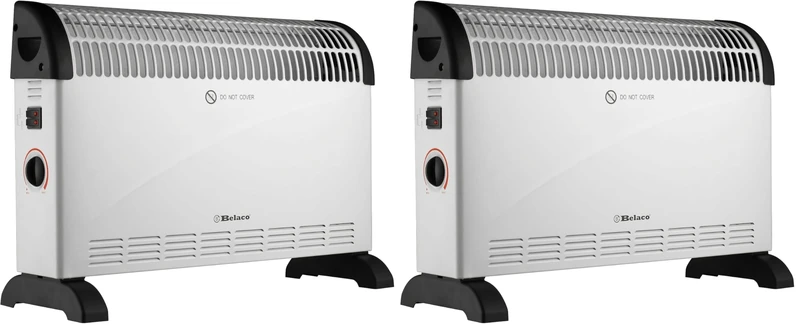 Belaco 2000W Electric Portable Convector Heater 3 adjustable heat settings fast heating space heater Manual Thermostat BS plug (White) (Pack of 2) - Image 1