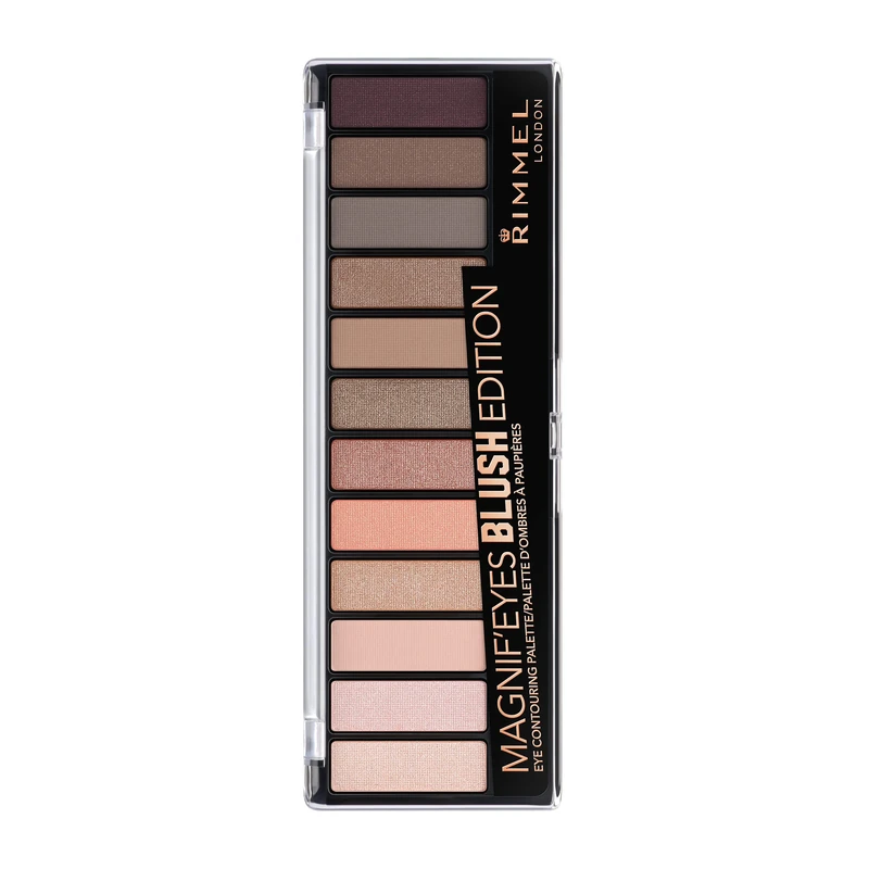 Rimmel London Magnif'eyes 12 Pan Eyeshadow Palette, Highly Pigmented Colours and Long-lasting Formula, Blushed Edition, 14 g (Pack of 6) - Image 1