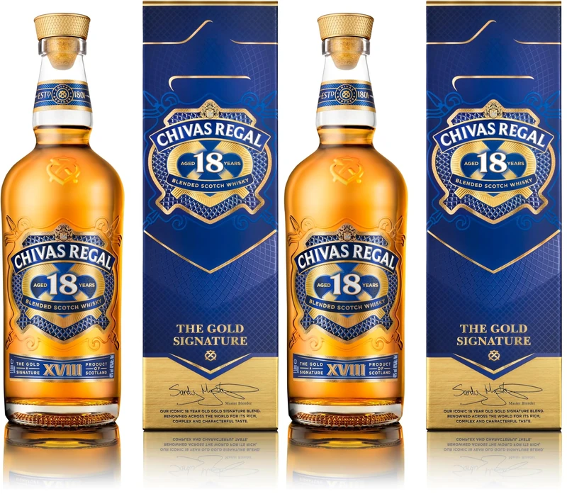 Chivas Regal 18 Year Old Whisky with Giftbox, 70cl (Pack of 2)