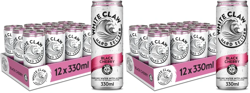 White Claw Hard Seltzer Black Cherry 12 x 330ml Cans 4.5% ABV (Pack of 2) - Image 1