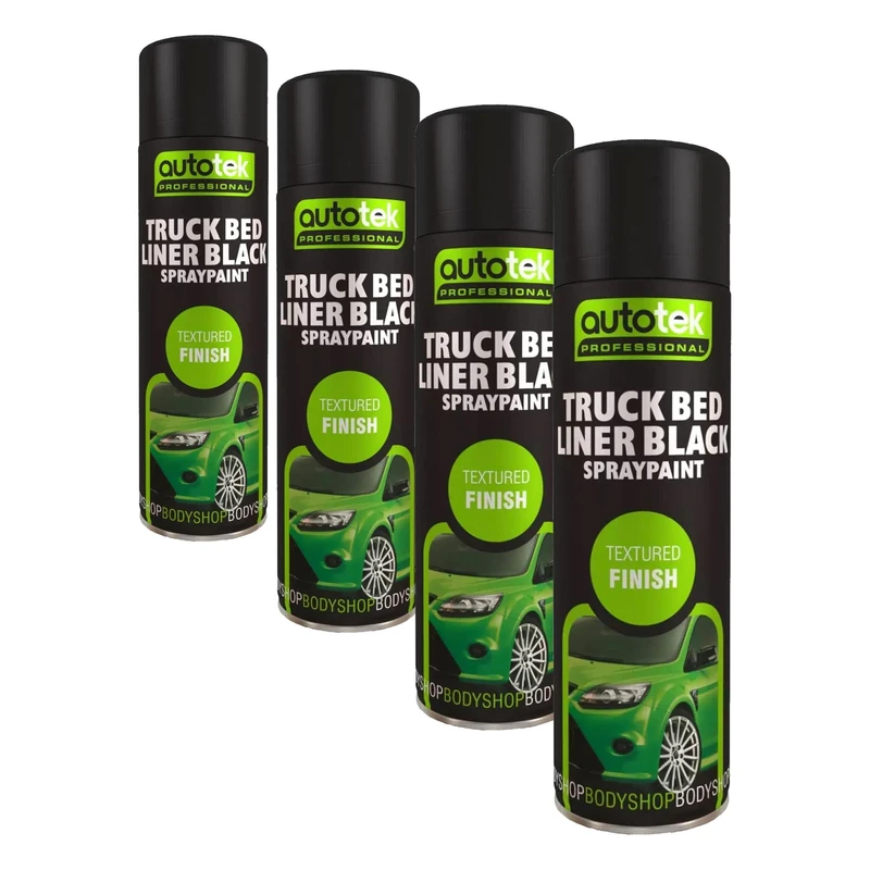 Autotek Professional Textured Finish Spray Paint, Truck Bed Liner Black, 500 ml (Pack of 4)