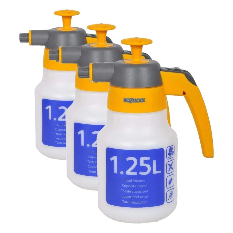 HOZELOCK - Pressure Sprayer Spraymist Plus 1.25L : Ideal for Indoor/Outdoor Tasks, Metal Pumping Stem, Ergonomic Handle with Continuous Spray Function, Adjustable Nozzle [4122P0000] (Pack of 3)