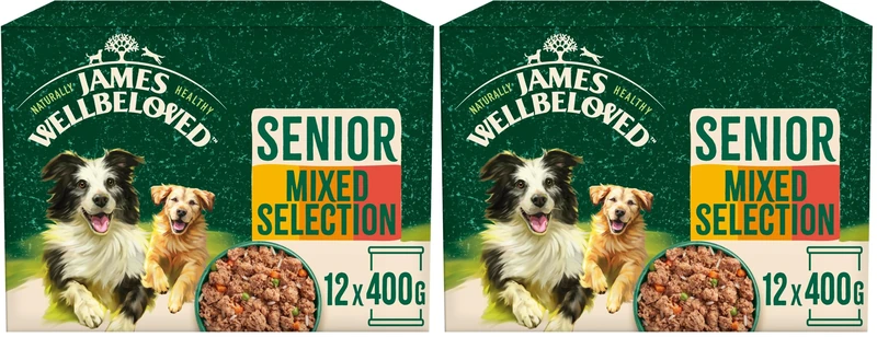 James Wellbeloved Senior in Loaf 12 Cans, Hypoallergenic Wet Dog Food, Pack of 2 (12 x 400 g)