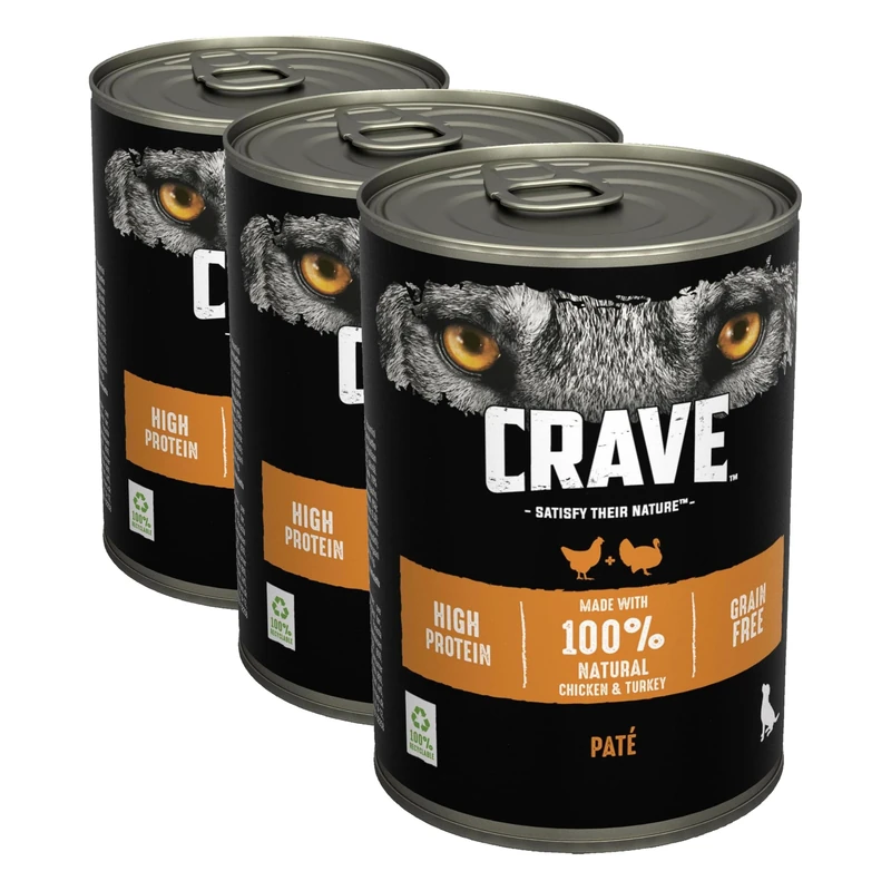 Crave Chicken and Turkey in Loaf 6 x 400 g Cans, Premium Adult Wet Dog Food (Pack of 3)