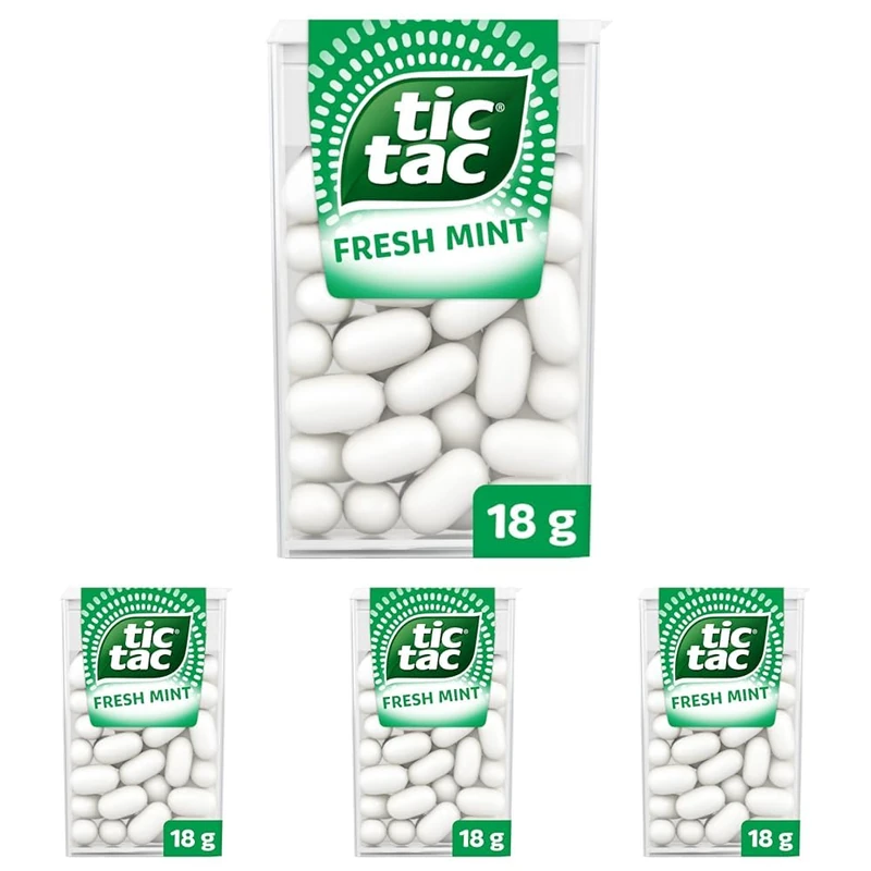 Tic Tac Classic Fresh Mints Sweets, Travel Essentials, Party Bag Fillers, On the Go Refreshment, Bulk Box of 24 x 18g Packs (Pack of 4) - Image 1