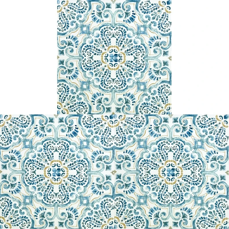 WallPops FP2477 Fontaine Peel & Stick Floor Tiles, Blues, Set of 10 Pieces,12 x 12 inches (Pack of 3)