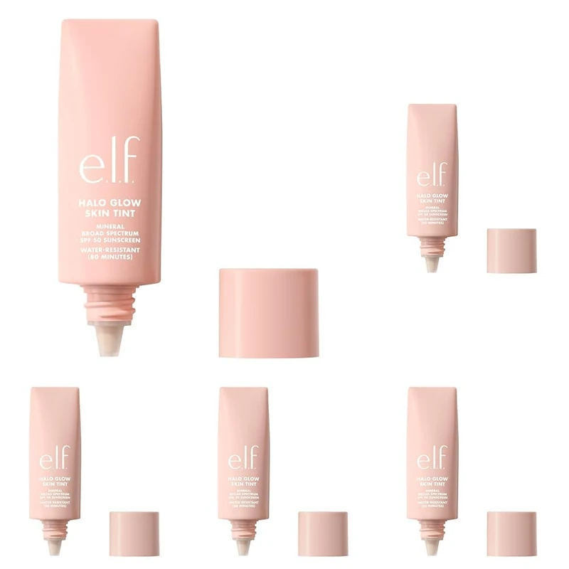 e.l.f. Halo Glow Skin Tint SPF 50, Tinted Moisturiser For Light, Buildable Coverage, Creates A Natural Glow, Vegan & Cruelty-Free, 4 Light Neutral (Pack of 5)