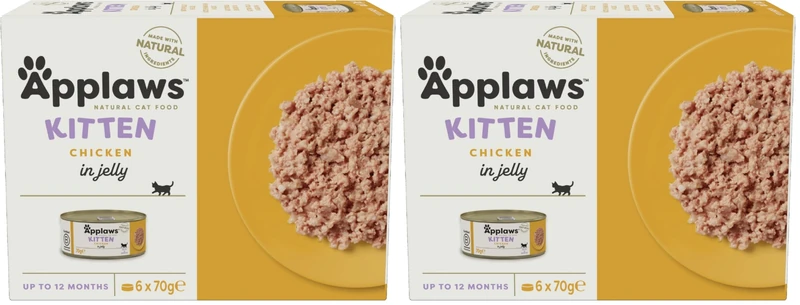 Applaws Natural Wet Kitten Food, Chicken Multipack in Jelly 70 g Tin - 4 x (6 x 70 g) Tins (Pack of 2)