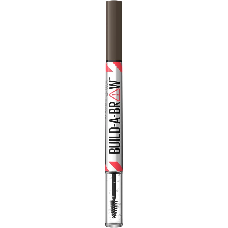 Maybelline New York, Build A Brow: 2 in 1 Brow Pen + Sealing Gel, Real-looking, Fuller Brows, Waterproof, Sweat- & Smudge-resistant, 24H Wear, Vegan Formula, Shade 262: Black Brown (Pack of 6) - Image 1