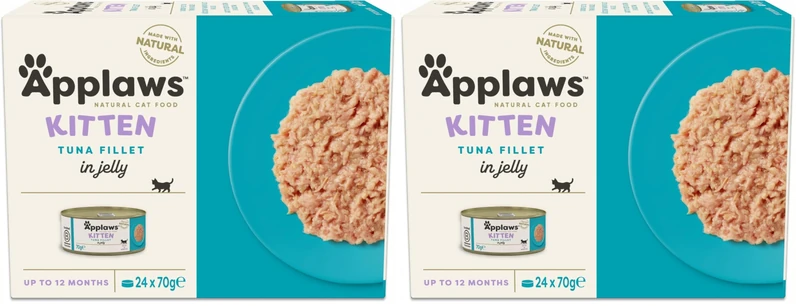 Applaws Natural Wet Cat Food, Kitten Tuna Multipack in Jelly 70 g Tin - 4x6 (Total 24 Tins) (Pack of 2)
