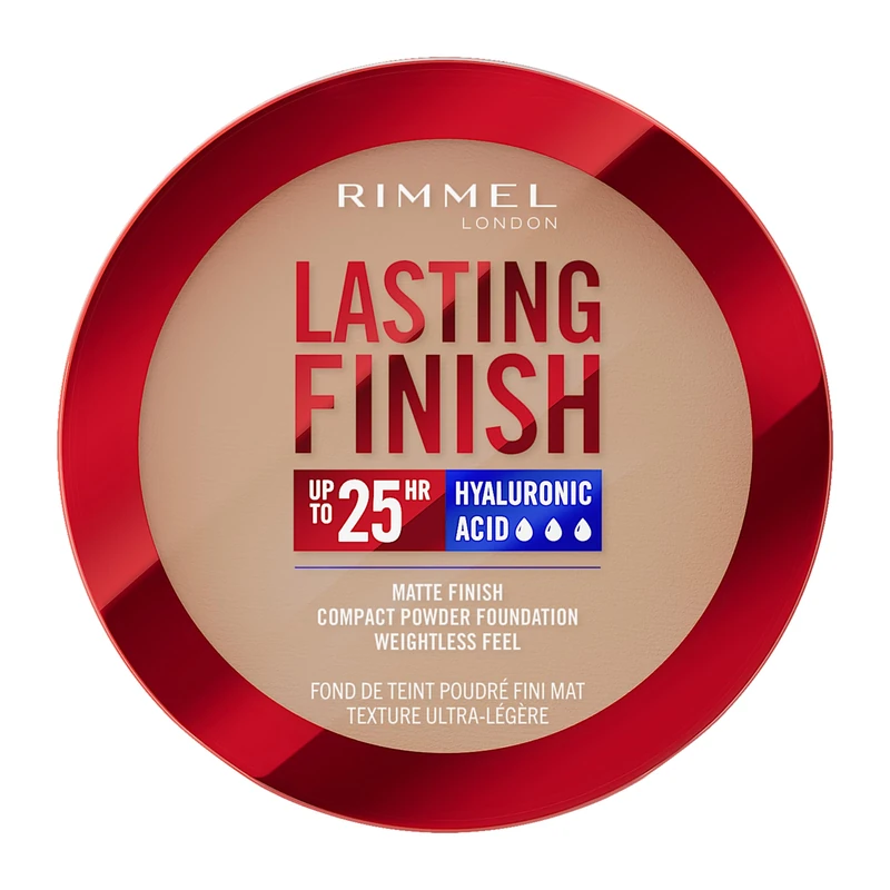 Rimmel Lasting Finish 25 HR Compact Foundation 007 Golden Beige, Matte Buildable Coverage, Powder-to-Cream, Anti-Pollution Shields, SPF 20, Hyaluronic Acid, Waterproof, Hides Imperfections (Pack of 6)