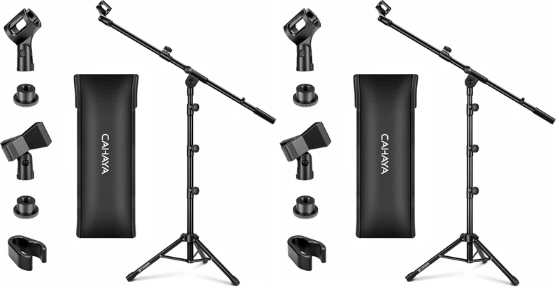 CAHAYA Tripod Boom Sheet Microphone Stand Metal Portable with Carrying Bag, for Performance Singing Speech Wedding Stage and Outdoor CY0329 (Pack of 2) - Image 1