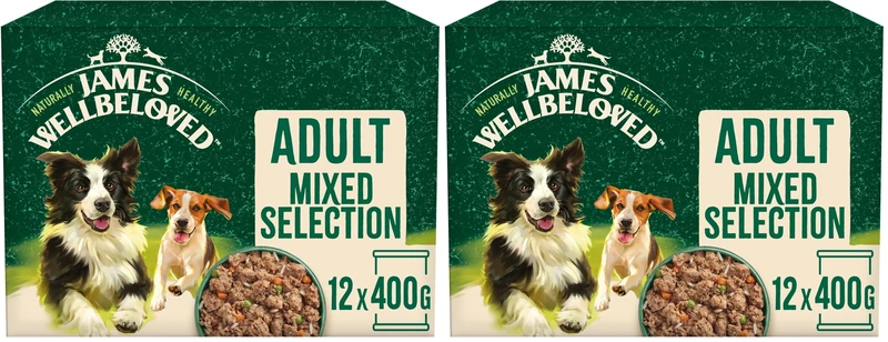 James Wellbeloved Adult Turkey, Lamb and Chicken in Loaf 12 Cans, Hypoallergenic Wet Dog Food, Pack of 2 (12 x 400 g)