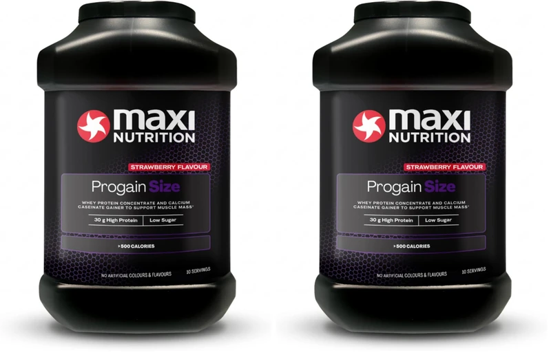 MaxiNutrition Progain - Strawberry, Whey Protein Shake for Size & Mass - 1.2kg - Per 120g Serving: 525 Calories, 30g Protein. NO Artificial Colours, Flavours & THICKENERS. Suitable for Vegetarians.