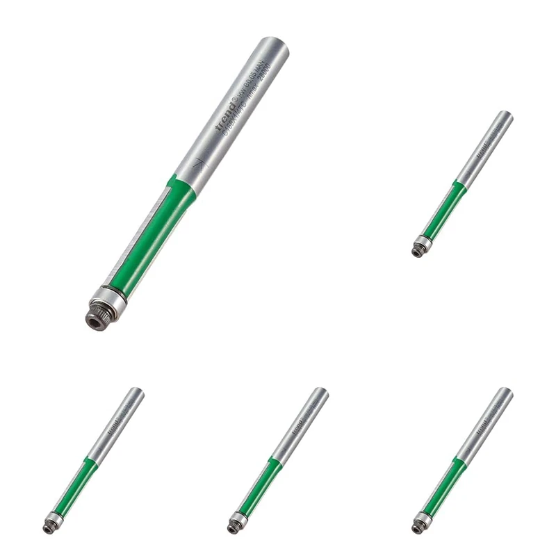 Trend CraftPro Guided Trimmer Router Cutter Bit, 1/4 Inch Shank, 6.35mm Cut Diameter & 25.4mm Cut Length, Tungsten Carbide Tipped, C168X1/4TC (Pack of 5)