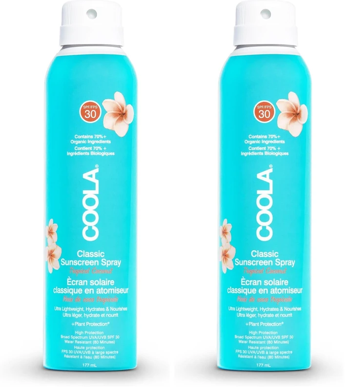 COOLA Classic/Clear Sunscreen Spray SPF30 Tropical Coconut (177 ml) (Pack of 2)