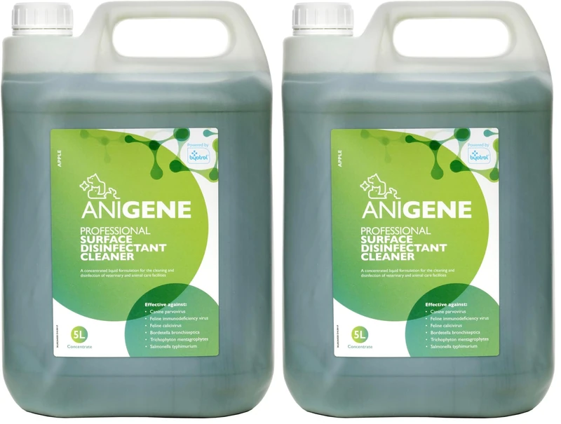 ANIGENE Surface Disinfectant Cleaner (5 Litre – Apple Scent) - Disinfectant Solution For Use Around Animals & Pets, Kills Bacteria, Viruses, Fungi & Yeast – Non-Corrosive In Use - Made In The UK