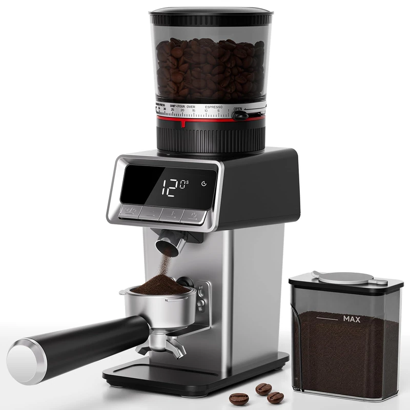 AAOBOSI Burr Coffee Grinder Electric, Anti-Static, 40 Settings, LED Display